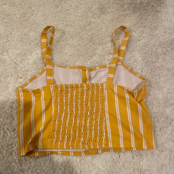 Yellow and White Stripped Cropped Shirt - Picture 3 of 3